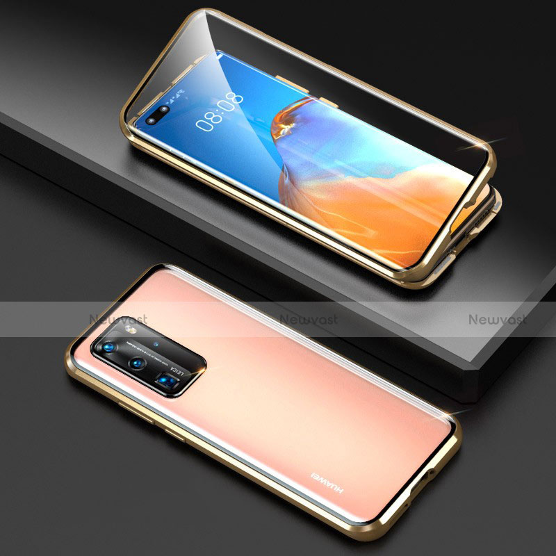 Luxury Aluminum Metal Frame Mirror Cover Case 360 Degrees T10 for Huawei P40 Pro