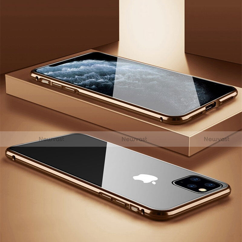 Luxury Aluminum Metal Frame Mirror Cover Case 360 Degrees T11 for Apple iPhone 11 Pro Gold