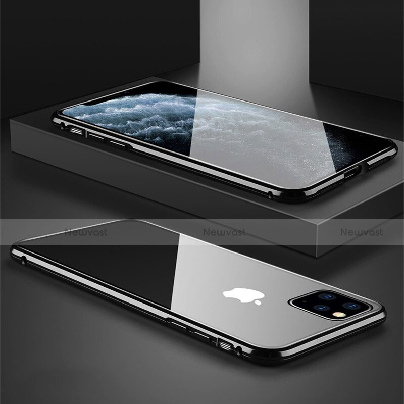 Luxury Aluminum Metal Frame Mirror Cover Case 360 Degrees T11 for Apple iPhone 11 Pro Max Black