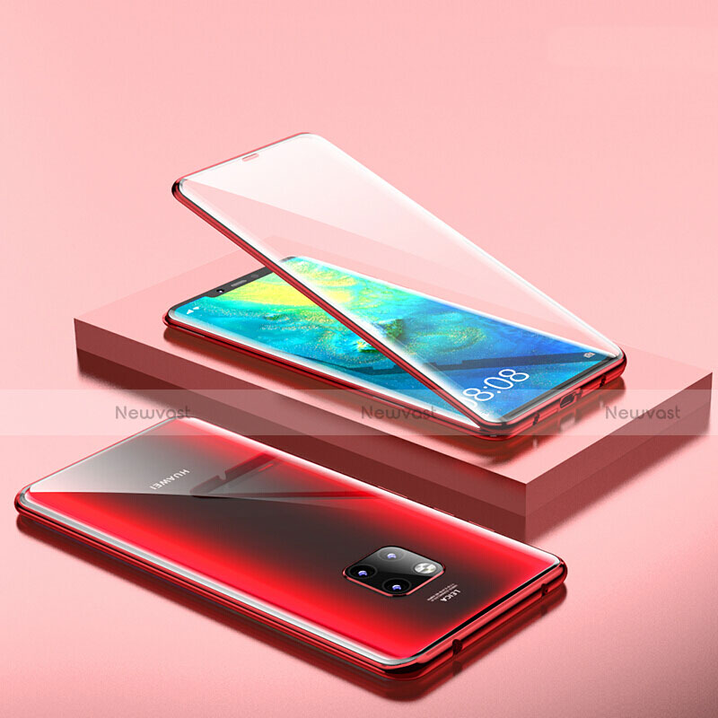 Luxury Aluminum Metal Frame Mirror Cover Case 360 Degrees T11 for Huawei Mate 20 Pro Red