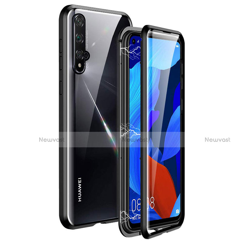 Luxury Aluminum Metal Frame Mirror Cover Case 360 Degrees T11 for Huawei Nova 5T Black