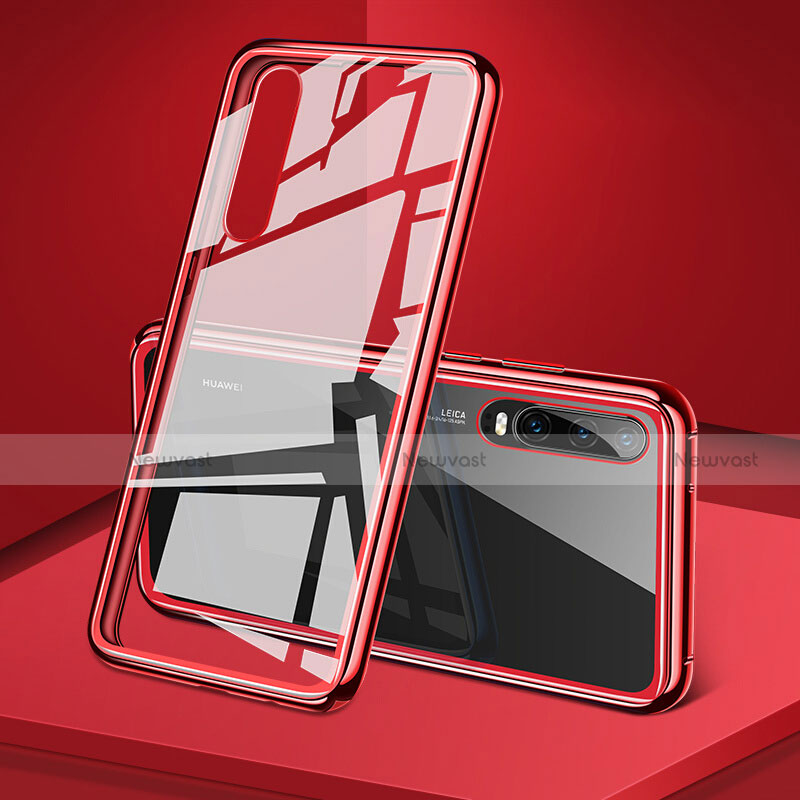 Luxury Aluminum Metal Frame Mirror Cover Case 360 Degrees T12 for Huawei P30 Red