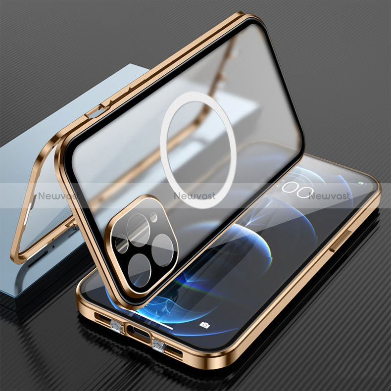 Luxury Aluminum Metal Frame Mirror Cover Case 360 Degrees with Mag-Safe Magnetic for Apple iPhone 15 Pro