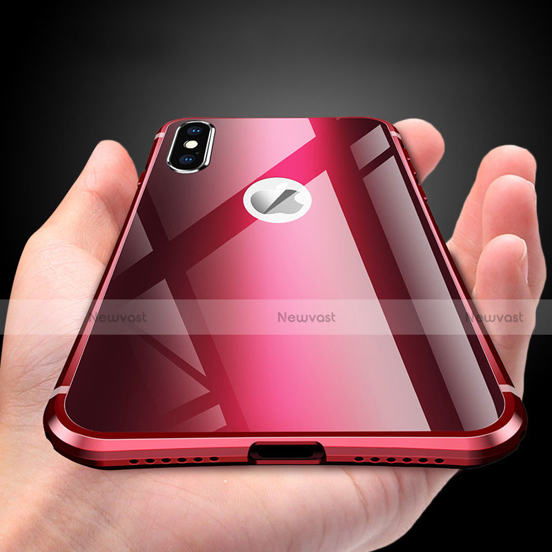 Luxury Aluminum Metal Frame Mirror Cover Case A01 for Apple iPhone X Red