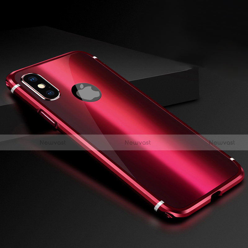 Luxury Aluminum Metal Frame Mirror Cover Case A01 for Apple iPhone Xs Red