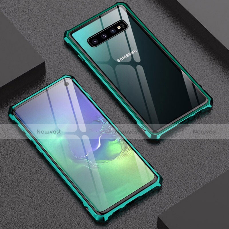 Luxury Aluminum Metal Frame Mirror Cover Case A01 for Samsung Galaxy S10 Green