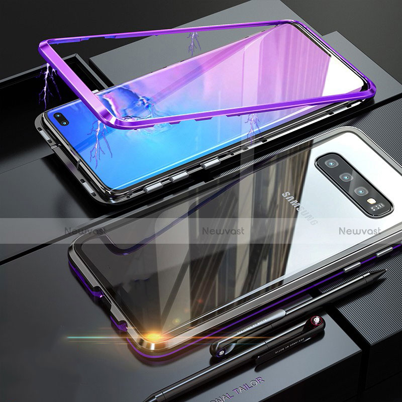 Luxury Aluminum Metal Frame Mirror Cover Case A01 for Samsung Galaxy S10 Plus Purple