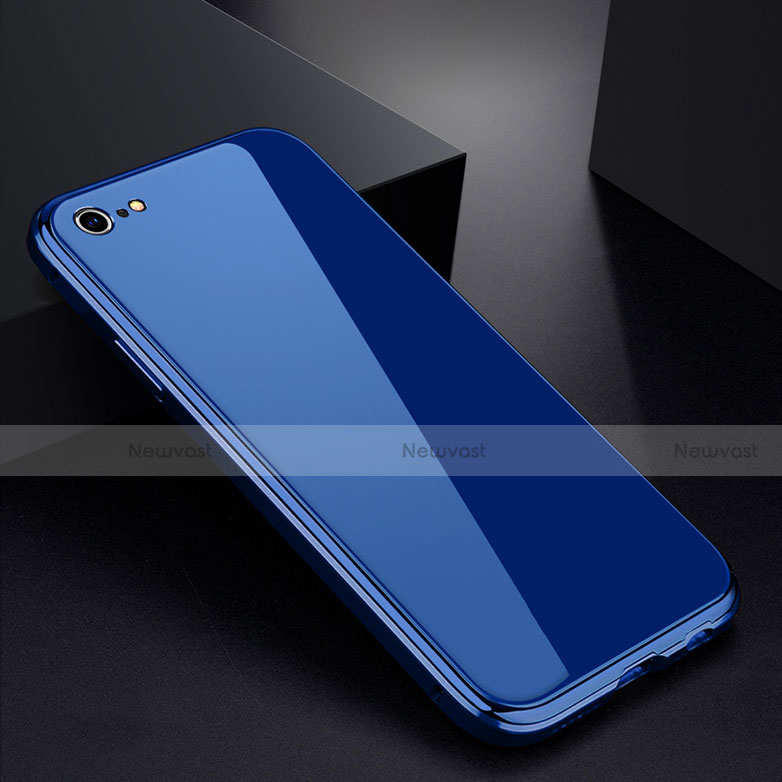 Luxury Aluminum Metal Frame Mirror Cover Case for Apple iPhone 6 Plus Blue