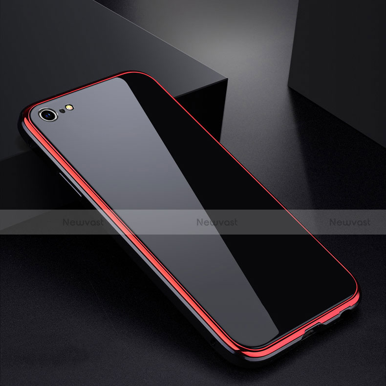 Luxury Aluminum Metal Frame Mirror Cover Case for Apple iPhone 6S Red and Black