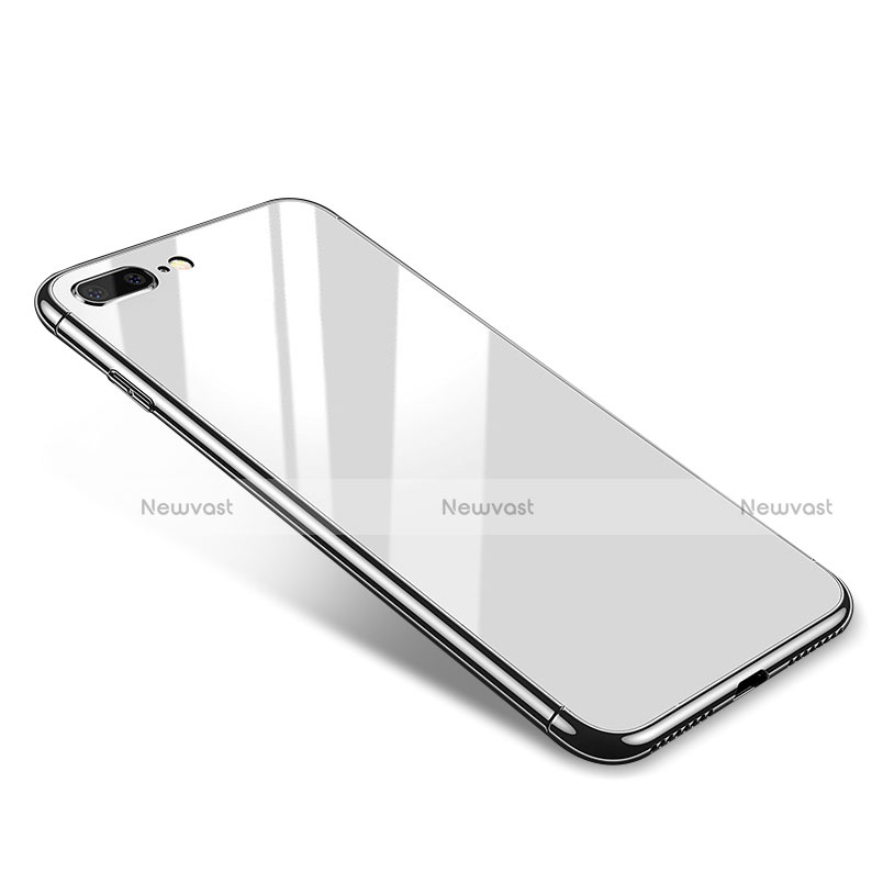 Luxury Aluminum Metal Frame Mirror Cover Case for Apple iPhone 8 Plus White