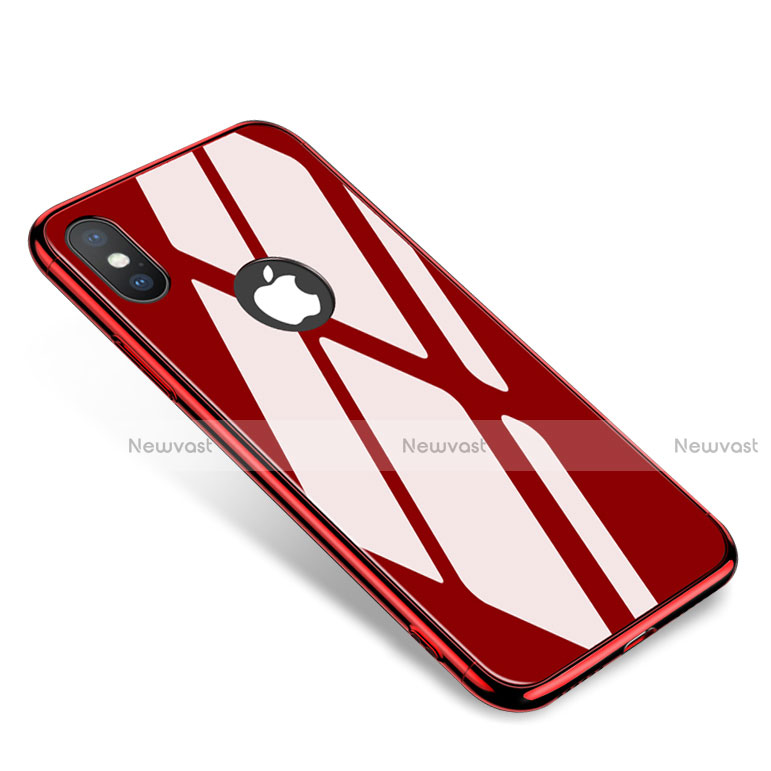 Luxury Aluminum Metal Frame Mirror Cover Case for Apple iPhone X Red