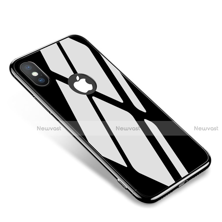 Luxury Aluminum Metal Frame Mirror Cover Case for Apple iPhone Xs Black