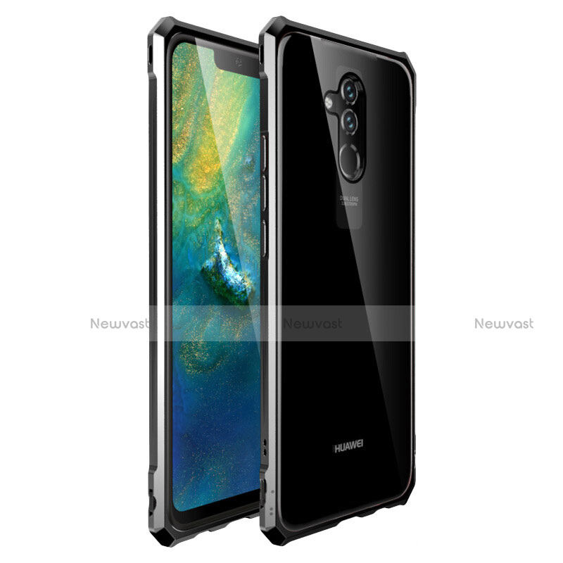 Luxury Aluminum Metal Frame Mirror Cover Case for Huawei Mate 20 Lite Black