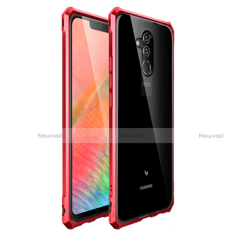 Luxury Aluminum Metal Frame Mirror Cover Case for Huawei Mate 20 Lite Red