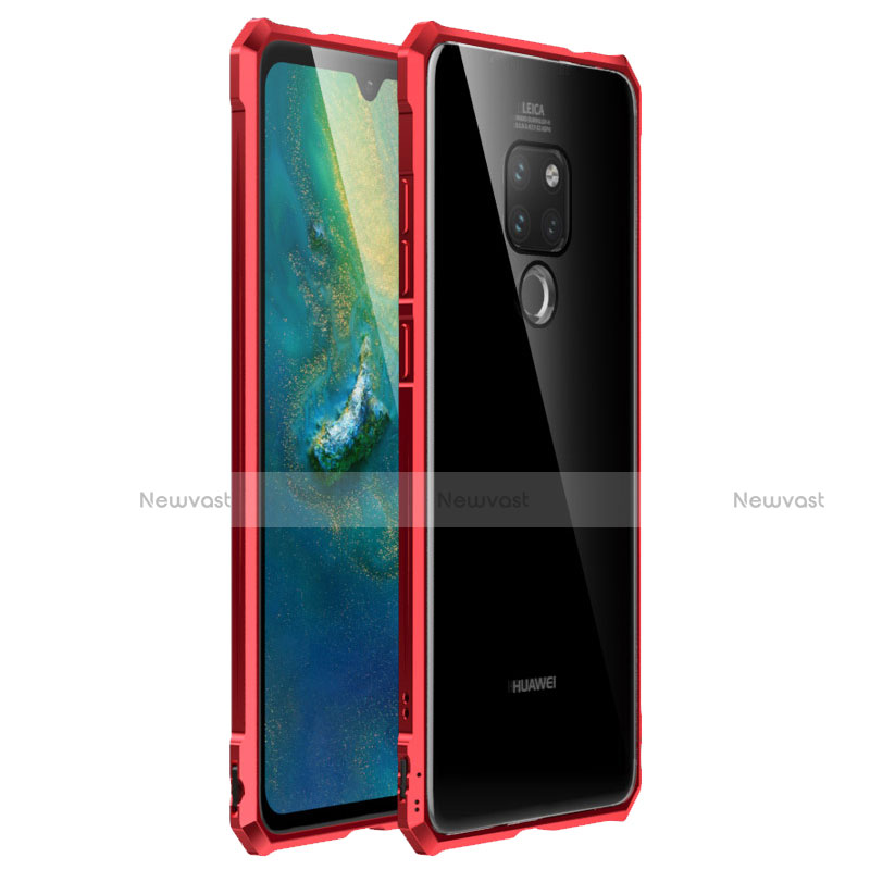 Luxury Aluminum Metal Frame Mirror Cover Case for Huawei Mate 20 Red