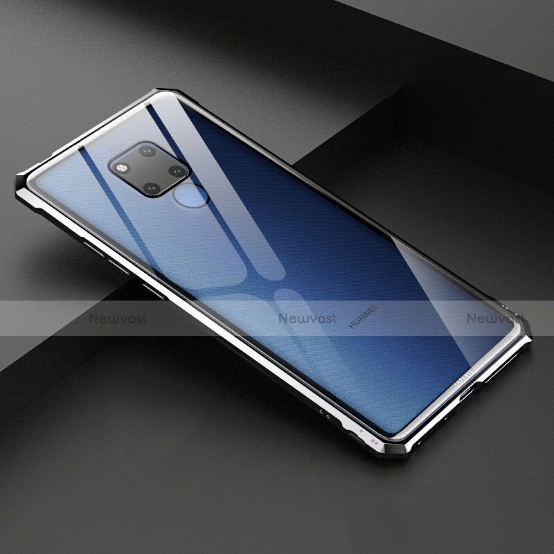 Luxury Aluminum Metal Frame Mirror Cover Case for Huawei Mate 20 X 5G Black