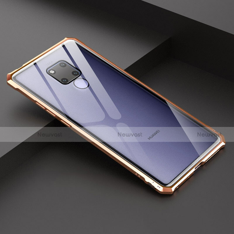 Luxury Aluminum Metal Frame Mirror Cover Case for Huawei Mate 20 X 5G Gold