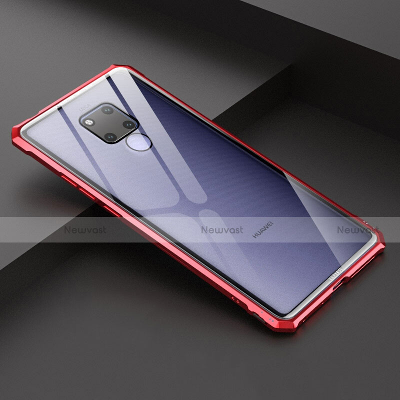 Luxury Aluminum Metal Frame Mirror Cover Case for Huawei Mate 20 X Red