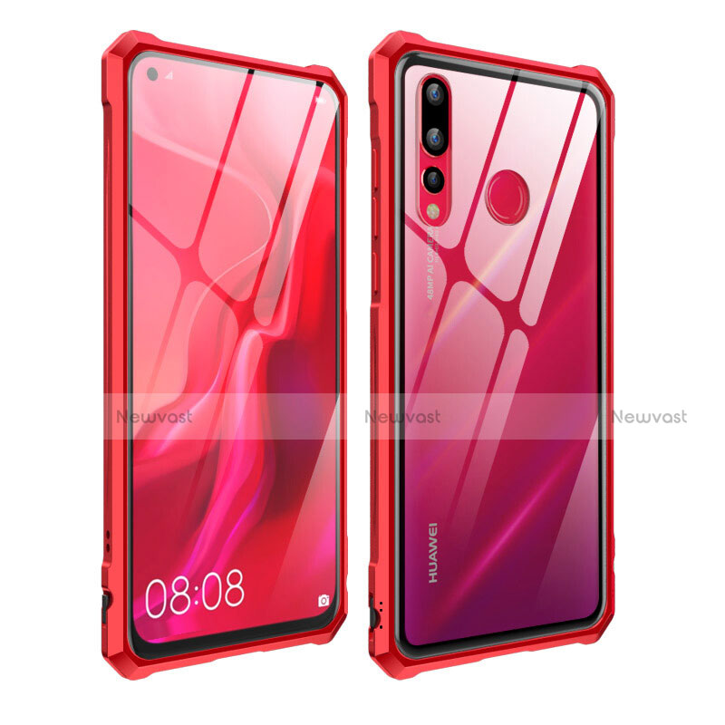 Luxury Aluminum Metal Frame Mirror Cover Case for Huawei Nova 4 Red