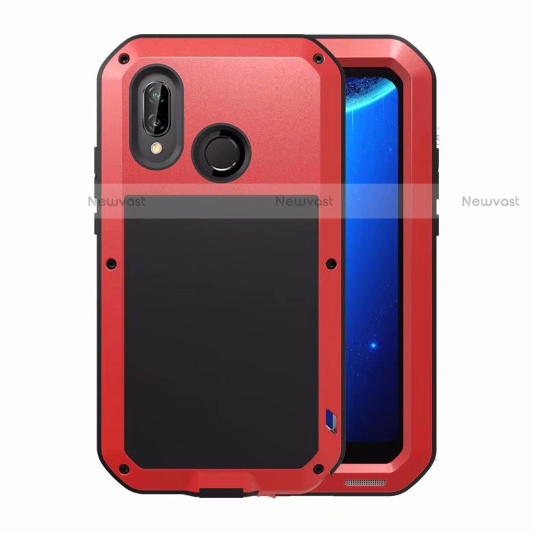 Luxury Aluminum Metal Frame Mirror Cover Case for Huawei P20 Lite Red