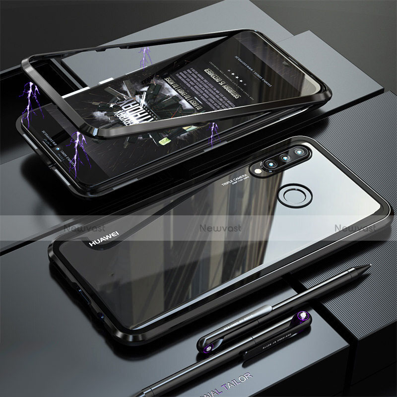 Luxury Aluminum Metal Frame Mirror Cover Case for Huawei P30 Lite Black