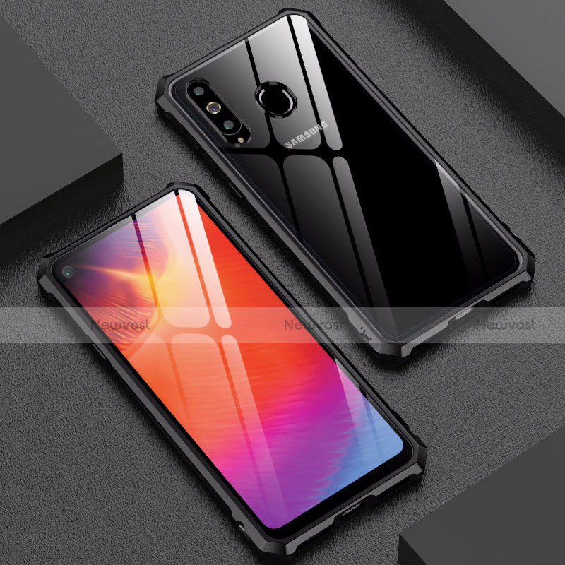 Luxury Aluminum Metal Frame Mirror Cover Case for Samsung Galaxy A8s SM-G8870 Black