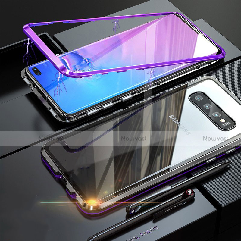 Luxury Aluminum Metal Frame Mirror Cover Case for Samsung Galaxy S10 Purple
