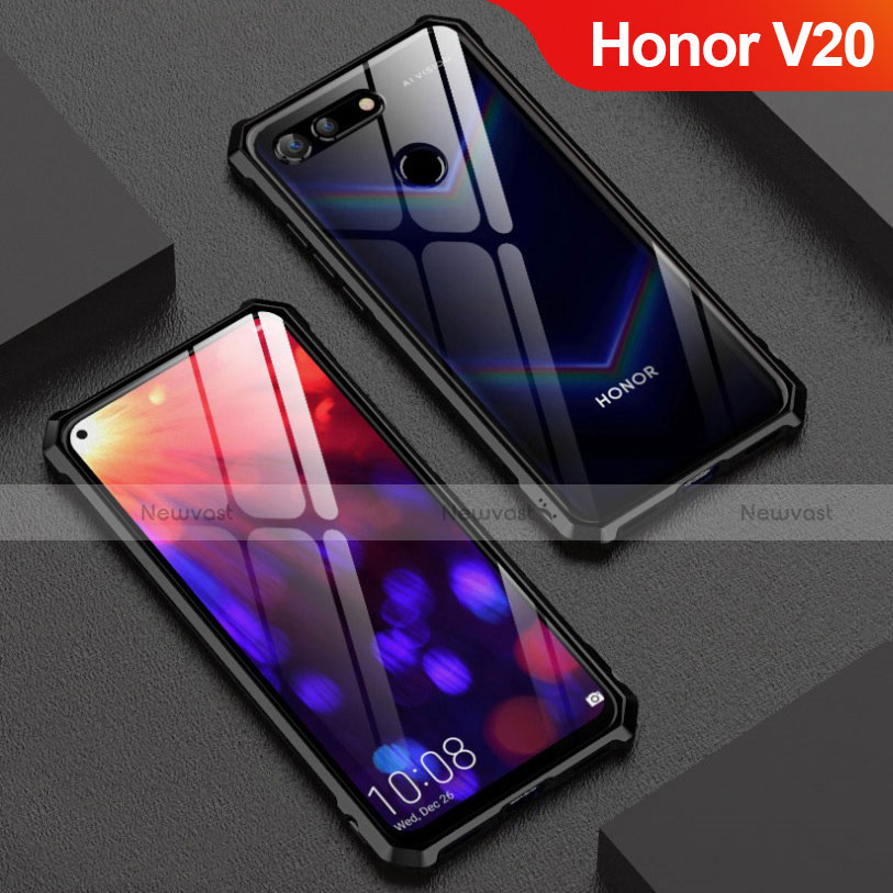 Luxury Aluminum Metal Frame Mirror Cover Case M01 for Huawei Honor View 20 Black