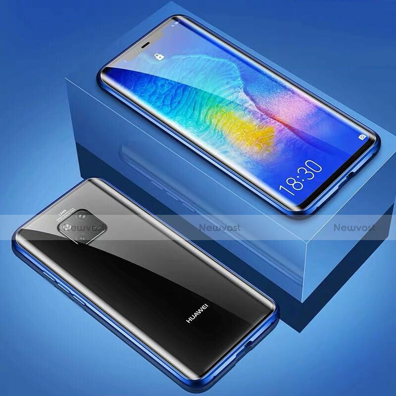 Luxury Aluminum Metal Frame Mirror Cover Case M01 for Huawei Mate 20 Pro Blue