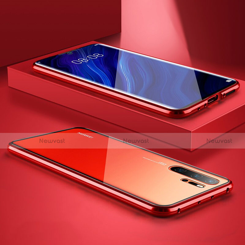 Luxury Aluminum Metal Frame Mirror Cover Case M05 for Huawei P30 Pro Red