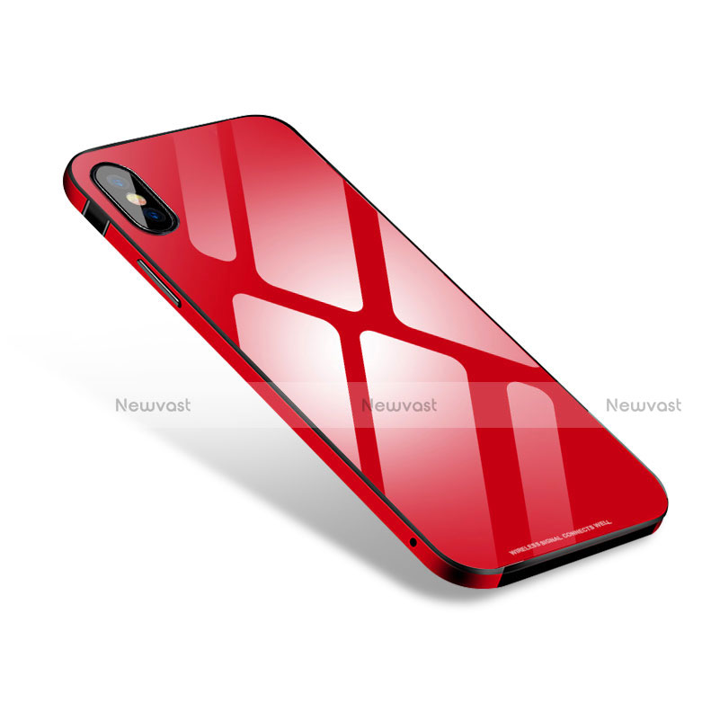 Luxury Aluminum Metal Frame Mirror Cover Case S01 for Apple iPhone Xs Max Red