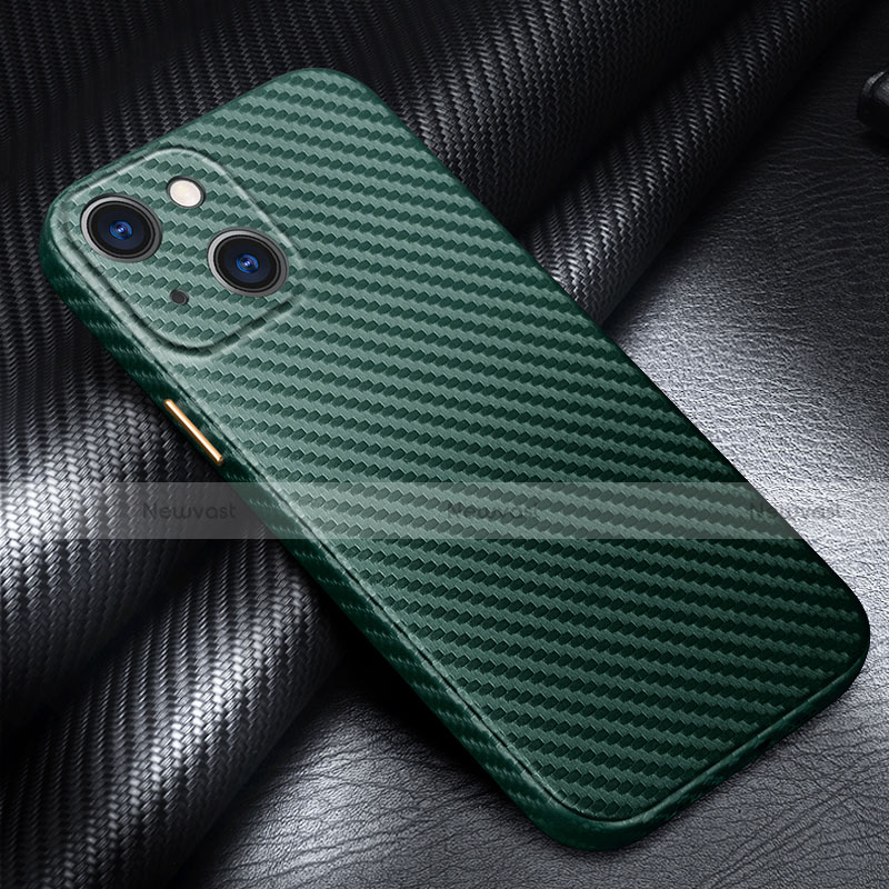 Luxury Carbon Fiber Twill Soft Case C01 for Apple iPhone 14 Green