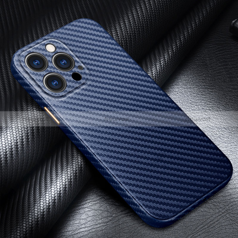 Luxury Carbon Fiber Twill Soft Case C01 for Apple iPhone 14 Pro Max Blue