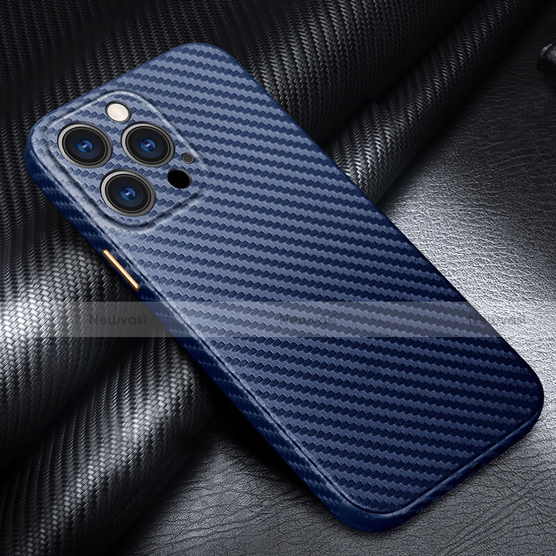 Luxury Carbon Fiber Twill Soft Case Cover for Apple iPhone 13 Pro Blue