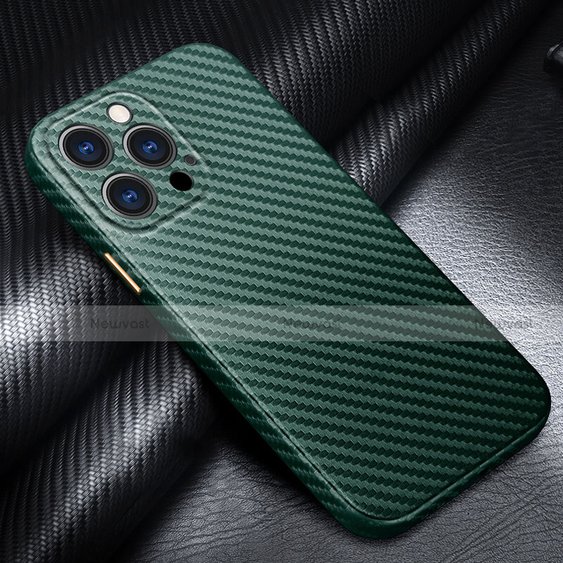 Luxury Carbon Fiber Twill Soft Case Cover for Apple iPhone 13 Pro Green