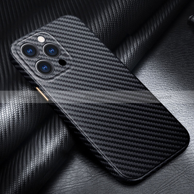 Luxury Carbon Fiber Twill Soft Case Cover for Apple iPhone 14 Pro Black
