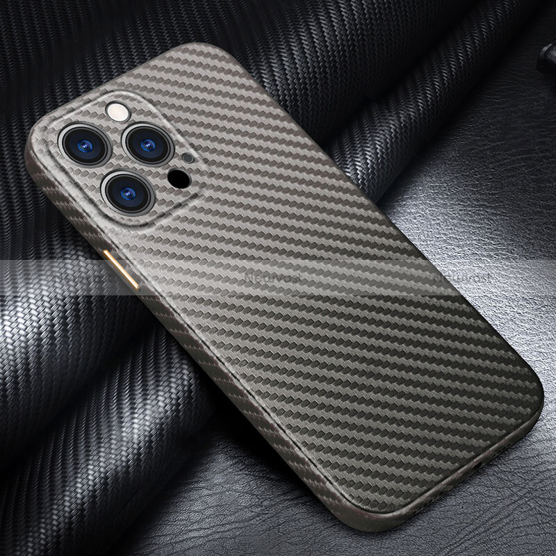 Luxury Carbon Fiber Twill Soft Case Cover for Apple iPhone 14 Pro Gray
