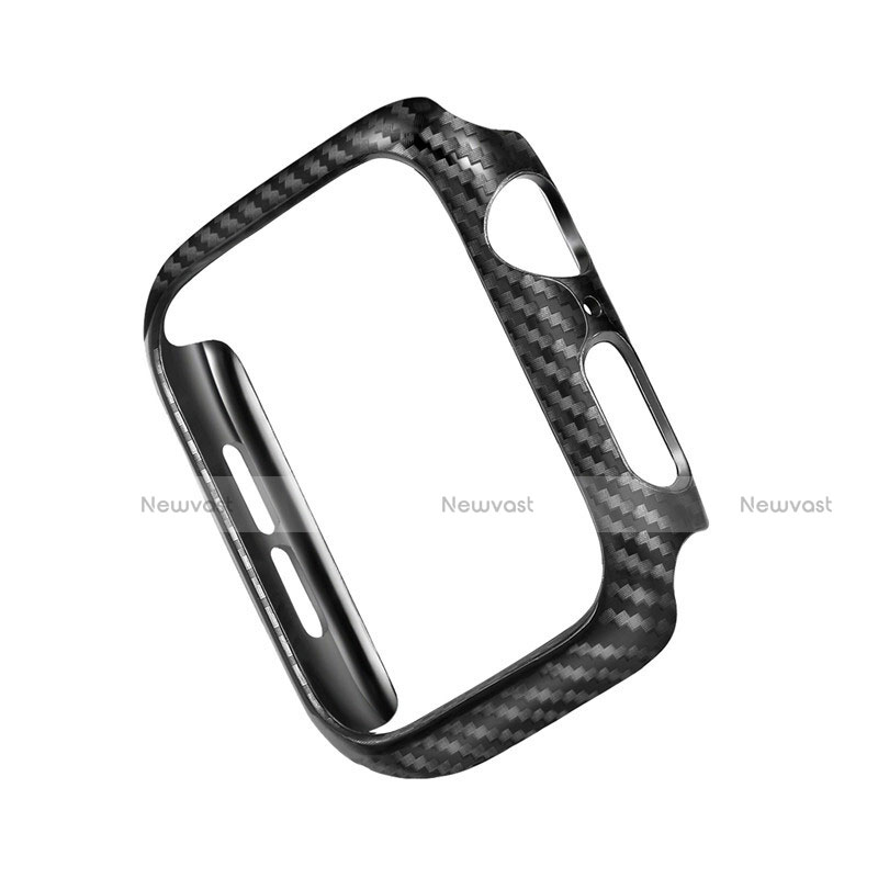 Luxury Carbon Fiber Twill Soft Case Cover for Apple iWatch 5 44mm Black