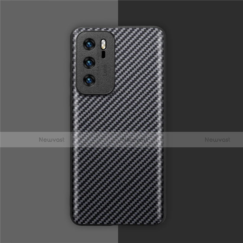 Luxury Carbon Fiber Twill Soft Case Cover for Huawei P40 Black
