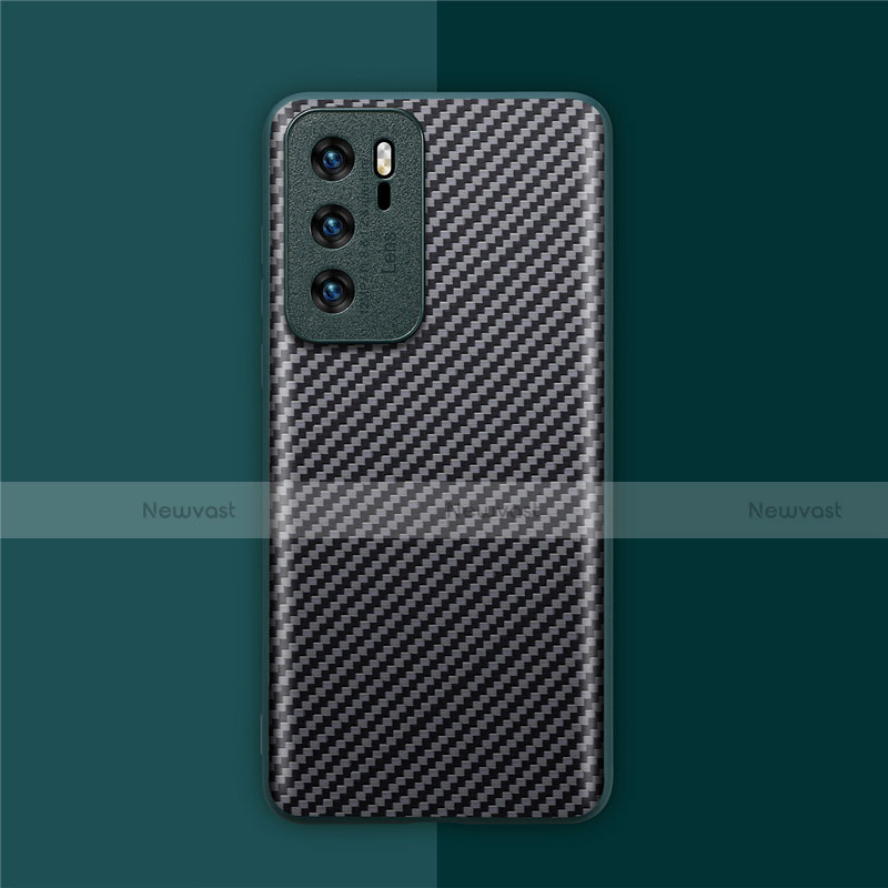 Luxury Carbon Fiber Twill Soft Case Cover for Huawei P40 Cyan