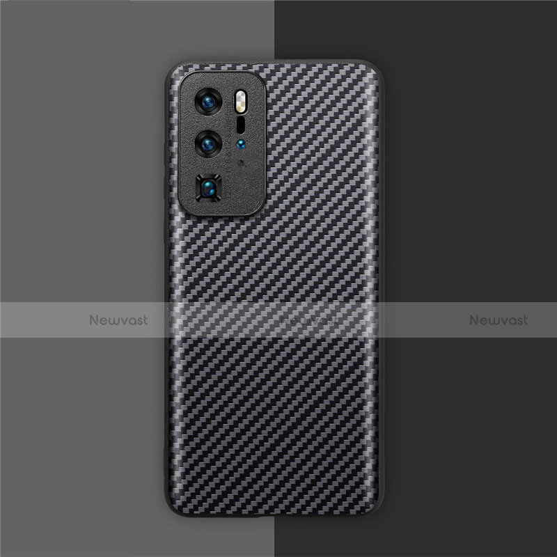 Luxury Carbon Fiber Twill Soft Case Cover for Huawei P40 Pro Black