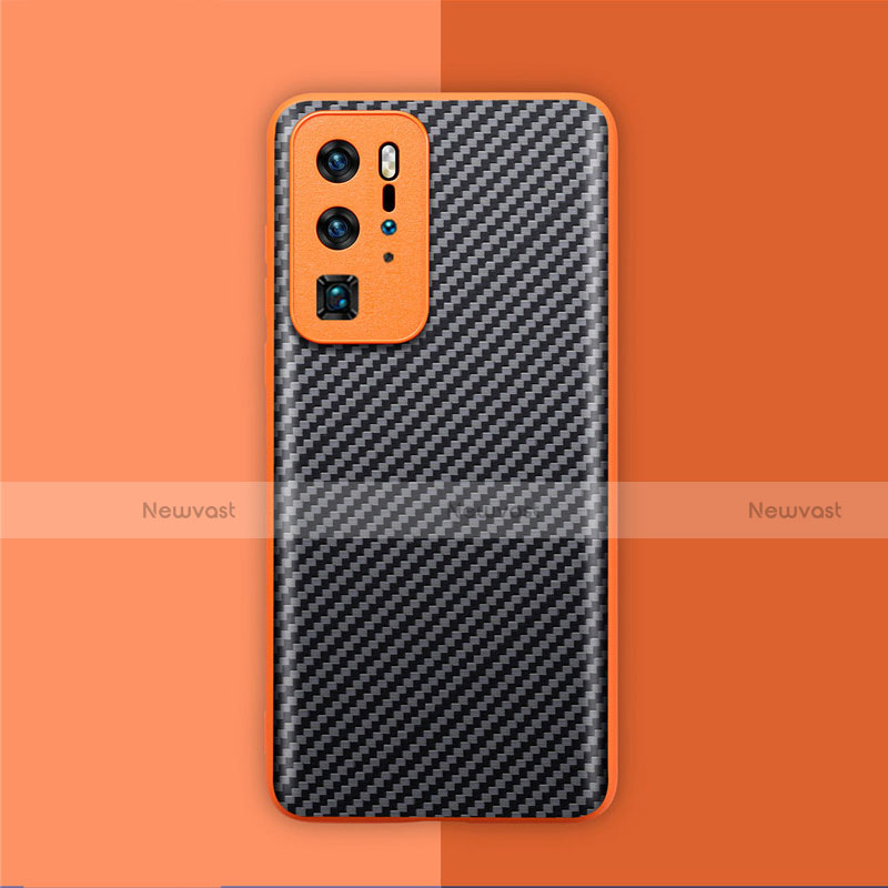 Luxury Carbon Fiber Twill Soft Case Cover for Huawei P40 Pro Orange