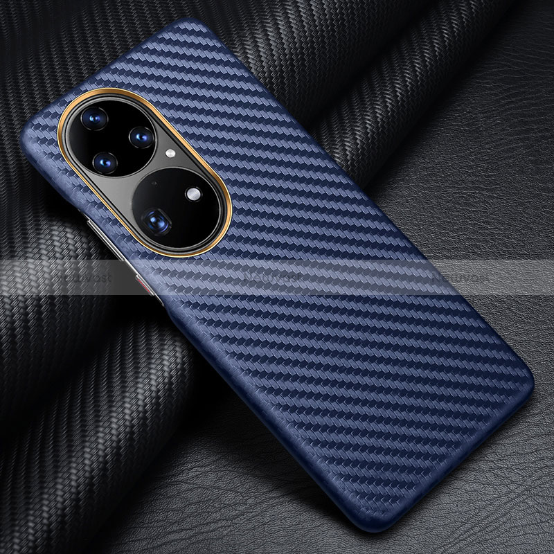 Luxury Carbon Fiber Twill Soft Case Cover for Huawei P50 Pro Blue