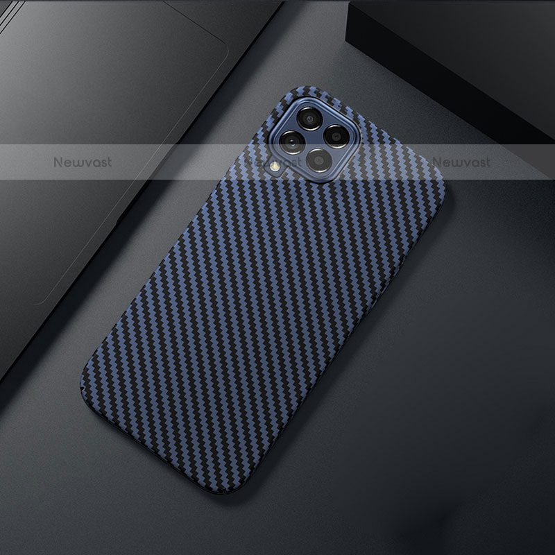 Luxury Carbon Fiber Twill Soft Case Cover for Samsung Galaxy M53 5G Blue