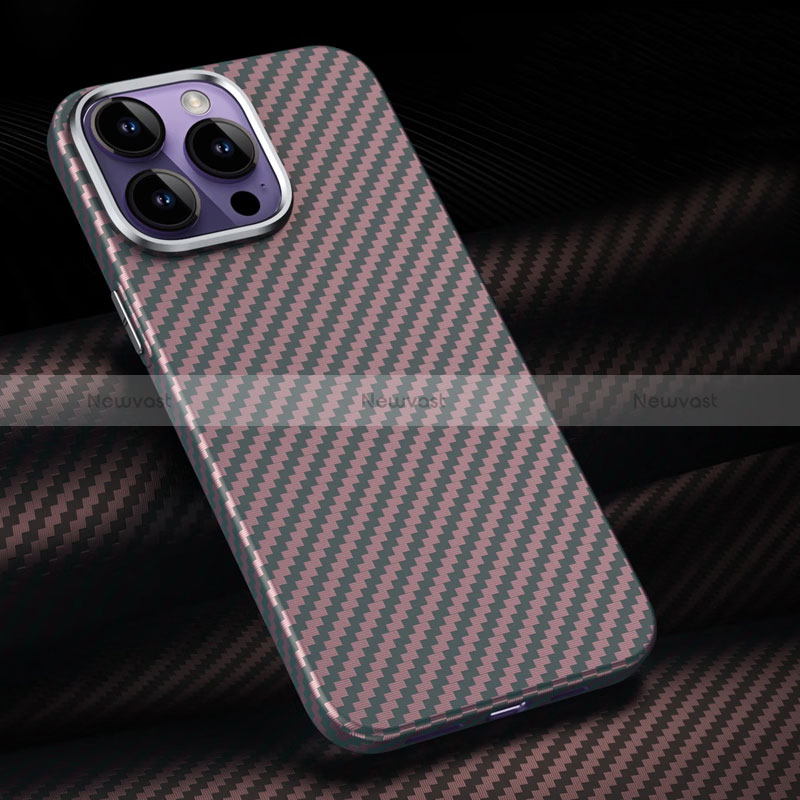 Luxury Carbon Fiber Twill Soft Case T01 for Apple iPhone 14 Pro Max Red