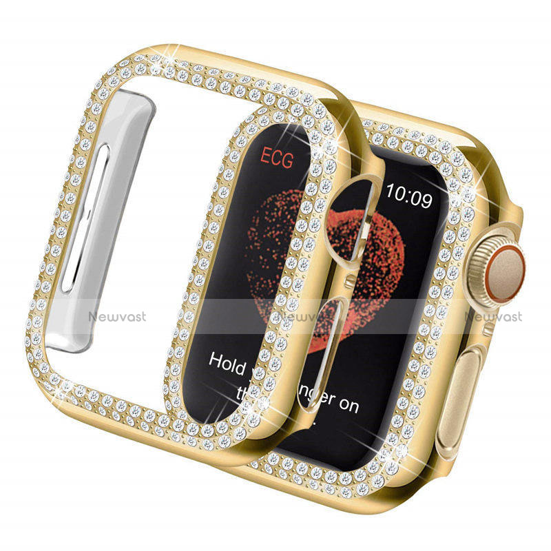 Luxury Diamond Bling Hard Case Cover for Apple iWatch 5 44mm Gold