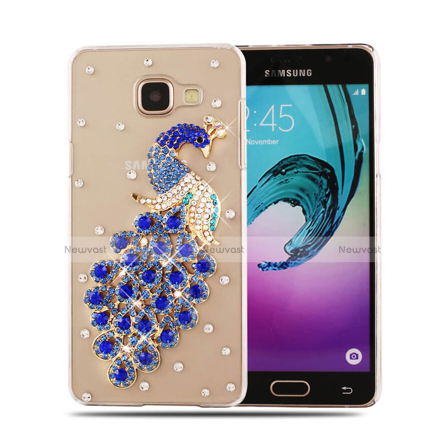 Luxury Diamond Bling Peacock Hard Rigid Case Cover for Samsung Galaxy A5 (2016) SM-A510F Blue