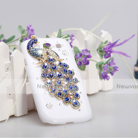 Luxury Diamond Bling Peacock Hard Rigid Case Cover for Samsung Galaxy S3 4G i9305 Blue