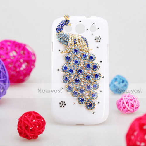 Luxury Diamond Bling Peacock Hard Rigid Case Cover for Samsung Galaxy S3 4G i9305 Blue