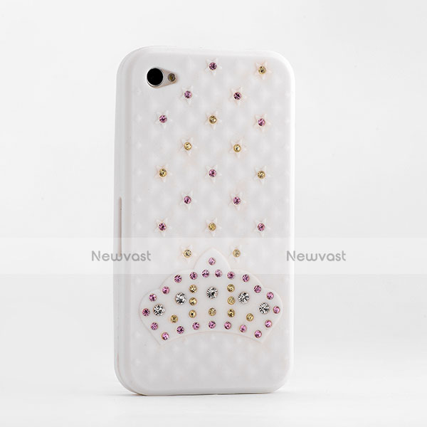 Luxury Diamond Bling Silicone Gel Soft Cover for Apple iPhone 4S White